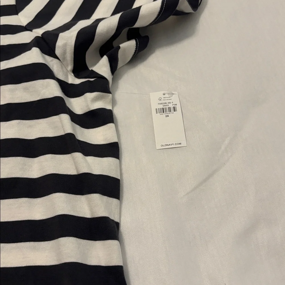 Old Navy VTG crew neck mini t-shirt dress Charcoal & White Striped SZ 2X NWT - Picture 5 of 12